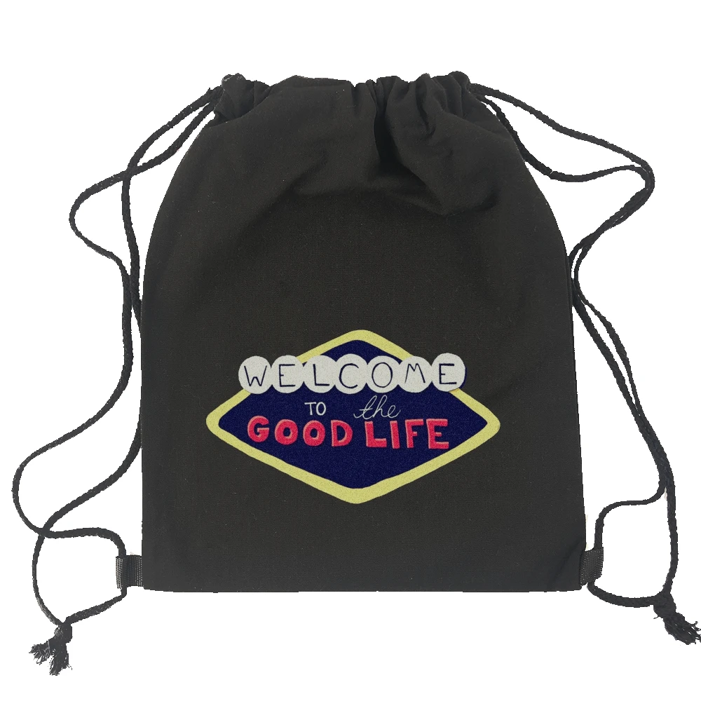 

Directly Factory reusable zipper custom logo backpack cotton drawstring pouch