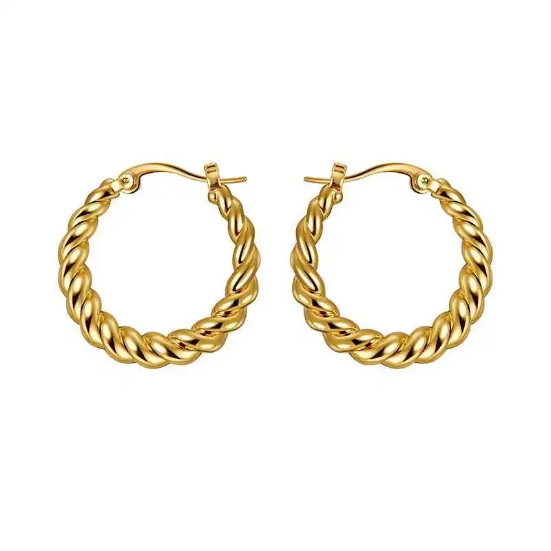 

20X20mm Fashion 18k Gold Plated Twisted Hoop Earrings Large Vintage Dainty Earrings Creole for women and girls, Colors