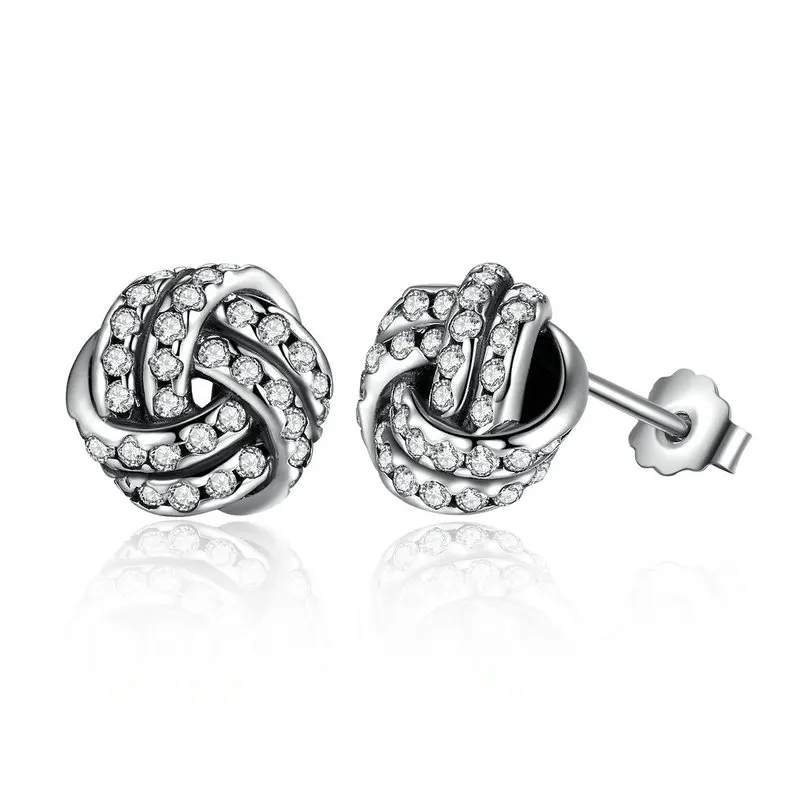 

2021 High Quality European 1:1 with LOGO Engraved Stud earrings 925 Sterling Silver For Pandora women Jewelry free ship PAS476