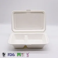 

9" x 6" 2-C Hinged biodegradable microwave takeaway food container