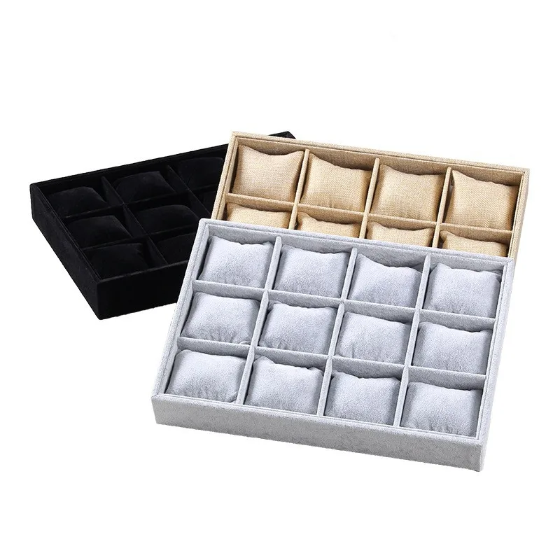 

Velvet Jewelry Tray Jewelry Tray Velvet Watch Display Tray Organizer With Small Pillow, Gray