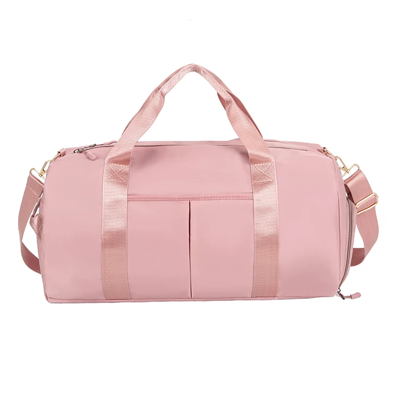

Custom Logo Pink Gym Women Waterproof design Fashion Nylon Duffel Tote Bag overnight Duffle Travel Bag With Shoe Compartment