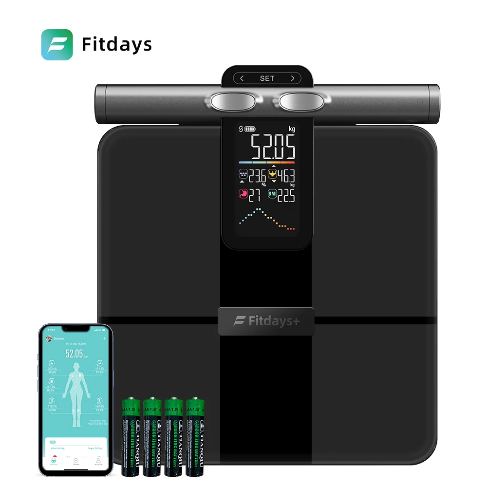 Fitdays+ Smart BMI App Digital Electronic for Bathroom Scales with 8-Point Sensor Body Fat & Muscle Measurement for