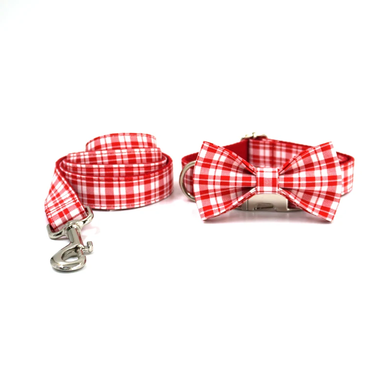 

Wholesale pet supplies adjustable cute polka plaid bowknot soft nylon leather pet dog cat collar, Picture shows