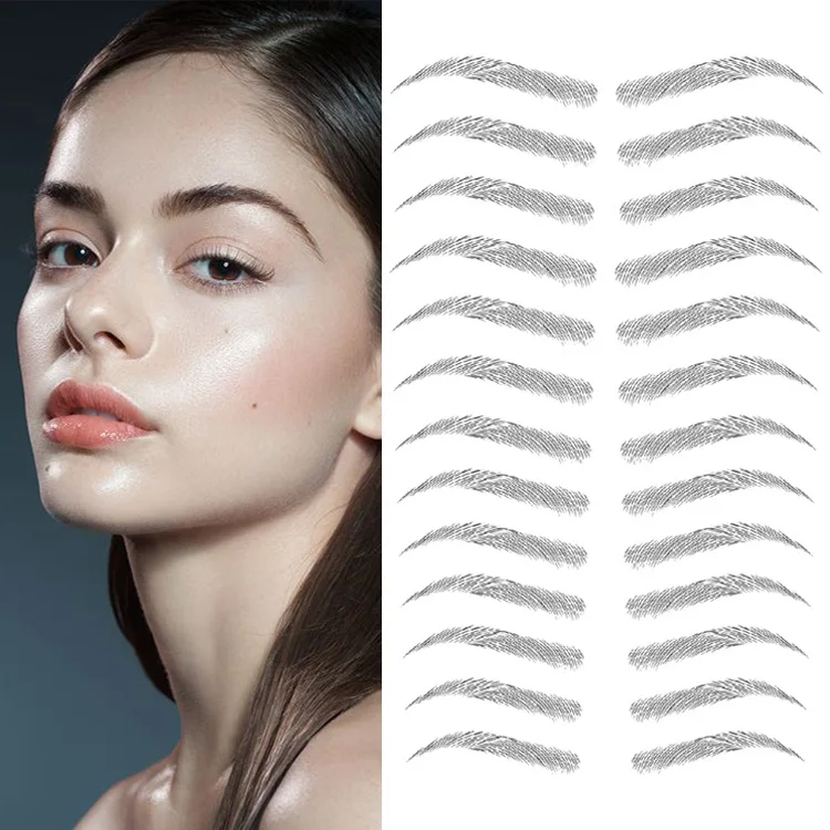 

6D temporary disposable water transfer imitated ecological eyebrow tattoo sticker eyebrow tattooing custom design 10 pairs