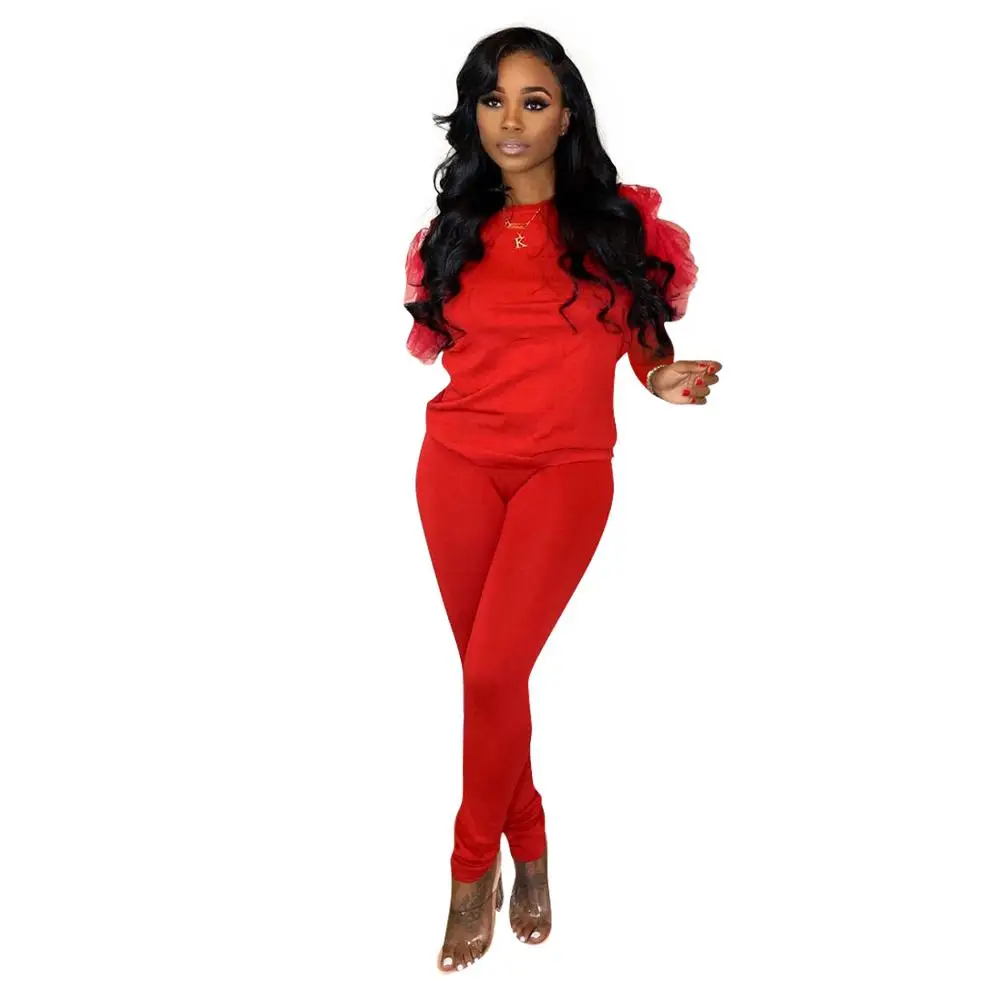 

2020 New Arrivals women sexy o neck Long sleeve track suit summer women clothing casual two piece pants set