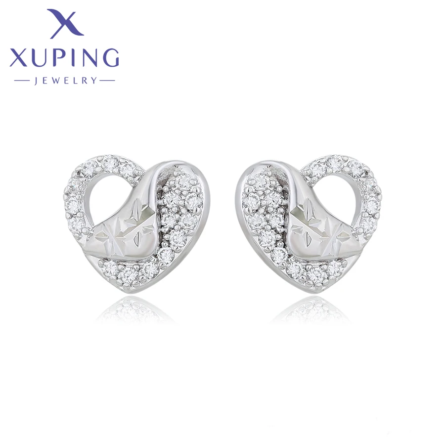 

A00429299 xuping jewelry heart shape elegant vintage delicate trendy newly platinum plated women stud earring