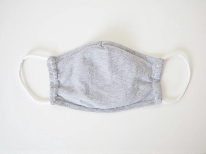 No-sew face mask made from cotton t-shirt showing ear loops