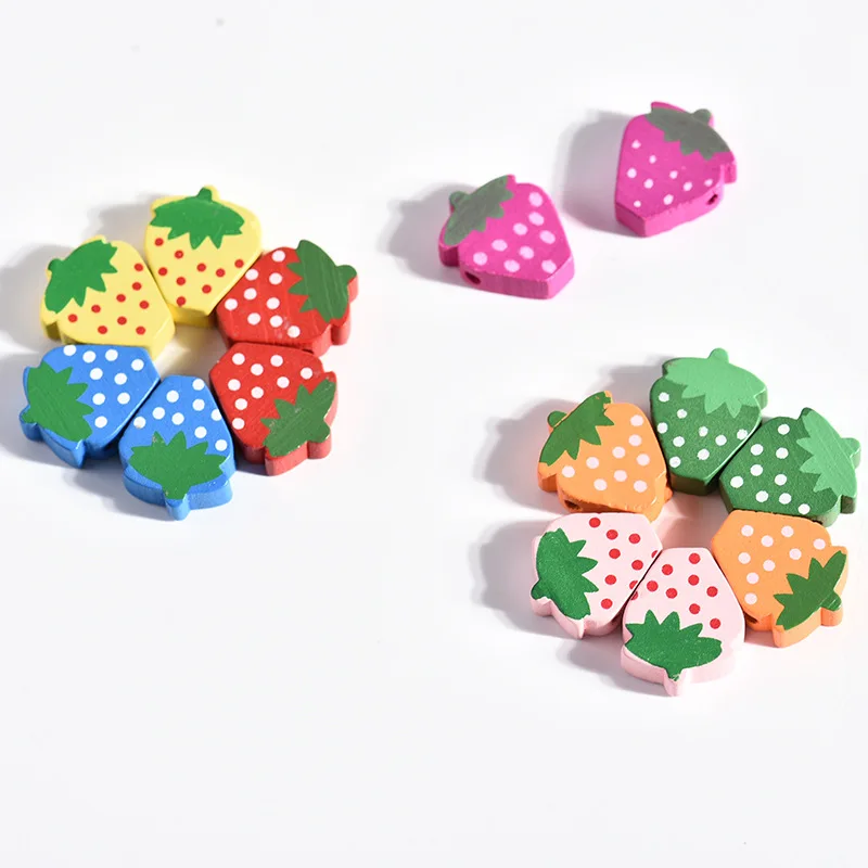

New strawberry children toys DIY wood patch Perforated Baby Decorative Accessory, Multi colors