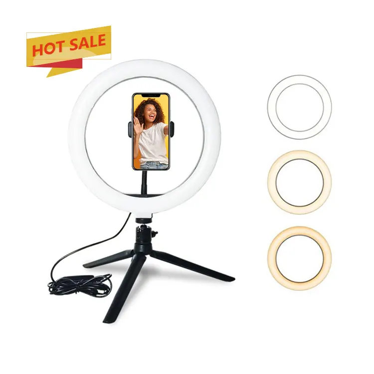 

2020 Mini 8 Inch Led Selfie Ring Light With Tripod Stand For For Live Stream/Makeup/Dimmable Beauty Light, Black