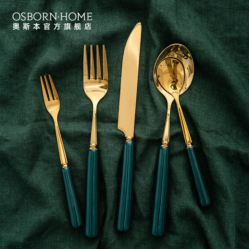 

OSBORN luxury lighting stainless steel tableware coffee spoon knife and fork cutlery set, Picture