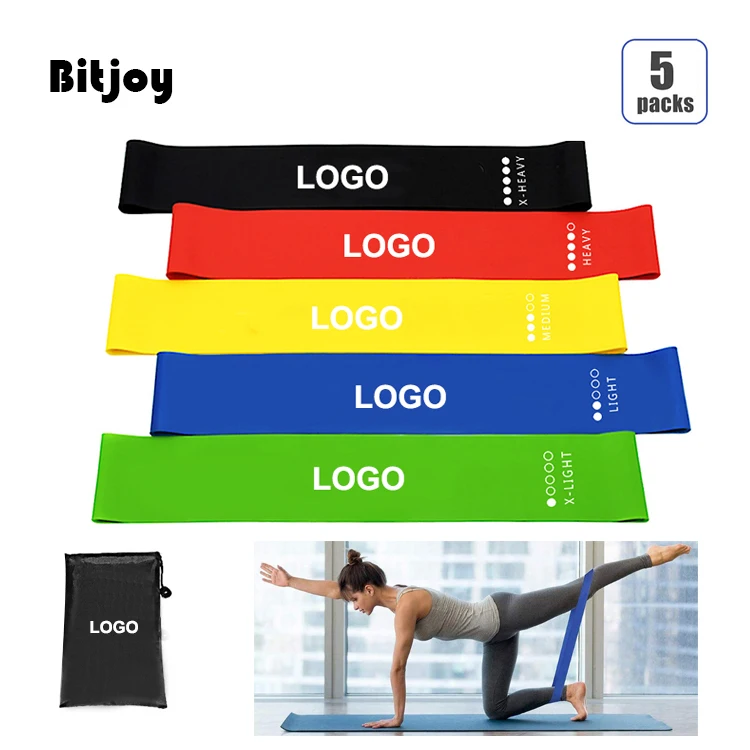 

Bitjoy Wholesale Custom Logo Yoga Gym Fitness Legs Glutes Booty Hip Exercise Latex Resistance Bands Set, Mixed