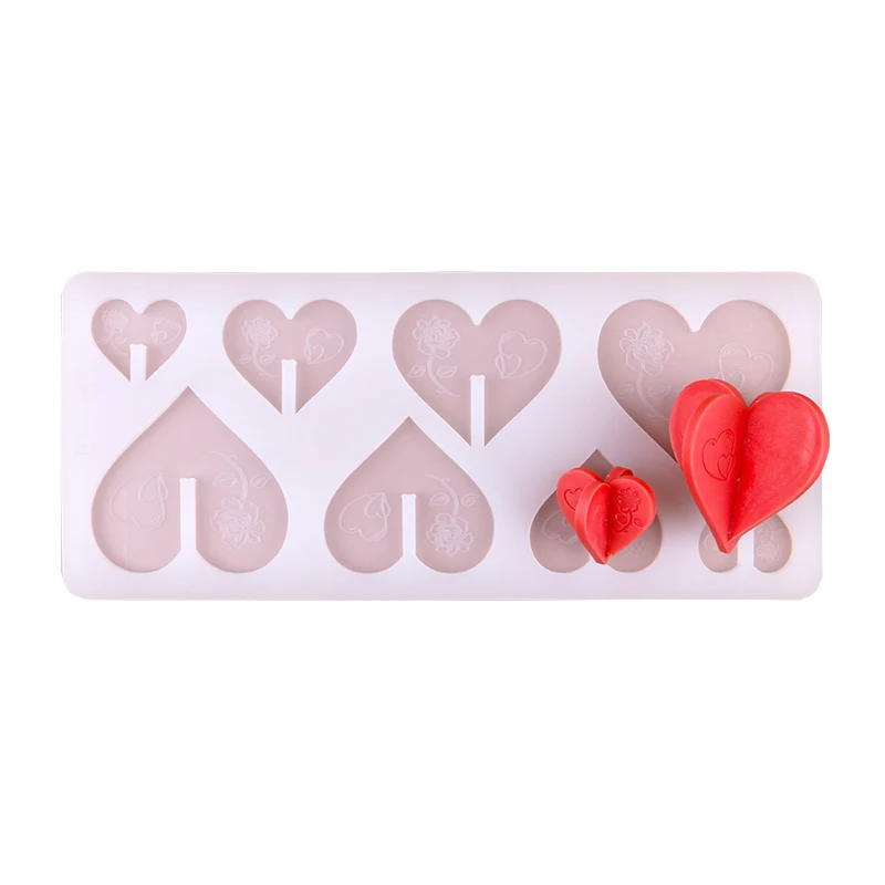 

Novelty design 3D heart shape chocolate cake decorations silicone molds, Translucent;pantone color