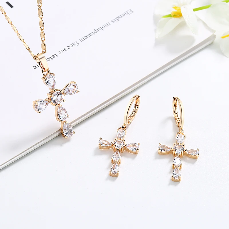 Wholesale Fashion American Diamond Women Earring 18K Gold Plated Christmas Jewelry Jewelry Sets