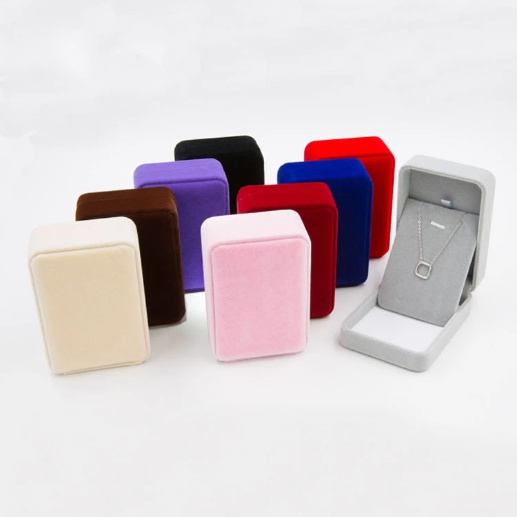 

Wholesale Custom Velvet Jewelry Box Ribbon Pendant Necklace Ring Box Jewelry Gift Box, Picture