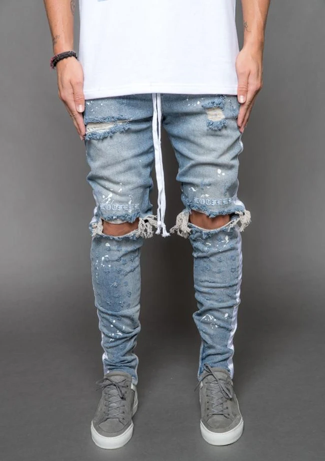 ripped track jeans