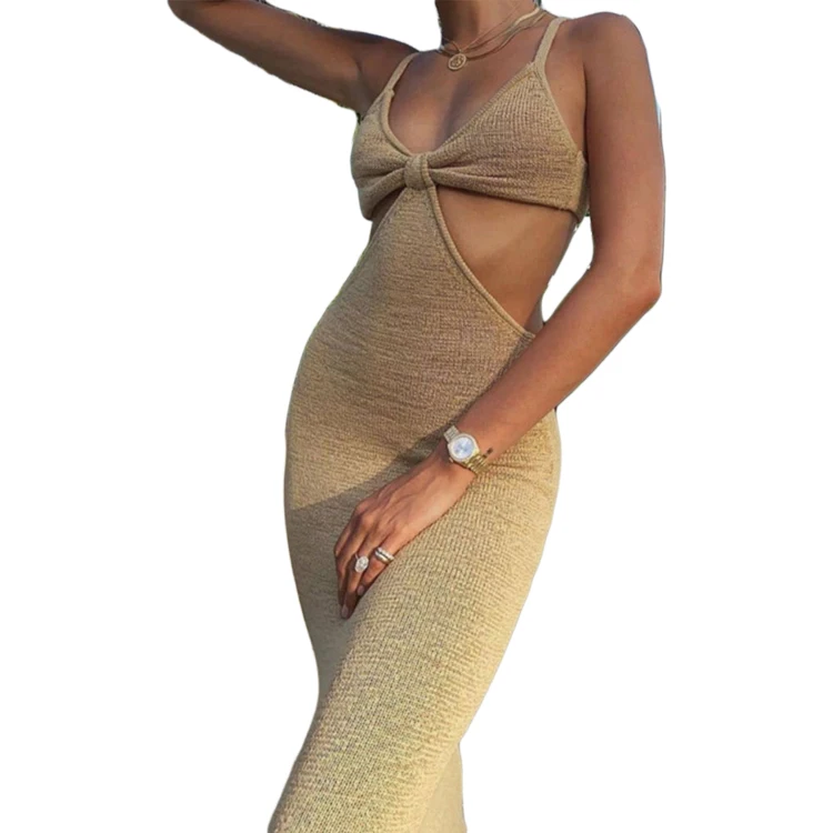 

Women's New Irregular Long Dress Sling Backless Sexy Ball Bandage Gown Dress, Picture color