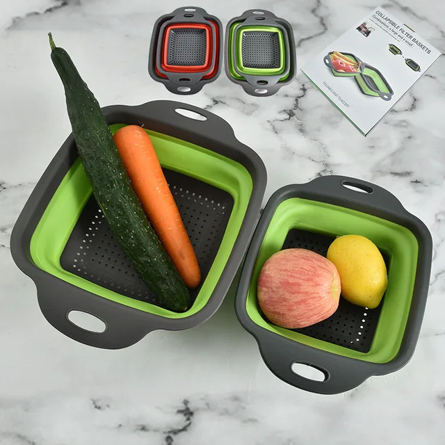 

Collapsible Kitchen Colander 2pcs Silicone Collapsible Colander Folding Colander