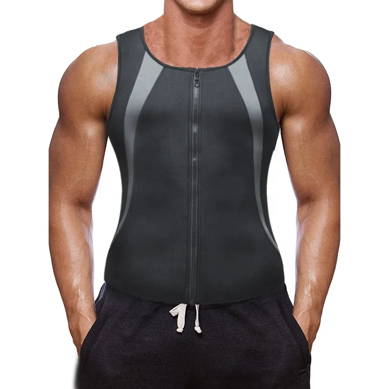 

Men Sauna Suit Waist Trainer for Weight Loss Neoprene Sweat Body Shaper Compression Workout Tank Top Vest with Zipper