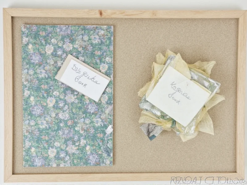 Recycled materials for DIY bulletin board project setup