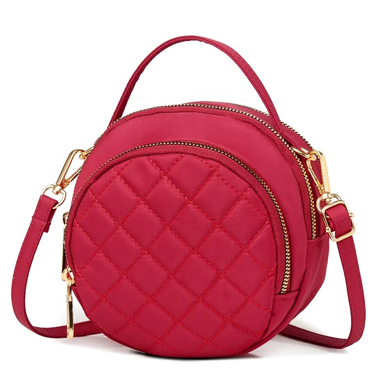 

Girls new fashion leisure brief style round small shoulder handbag bag wholesale with rhomboids trimming