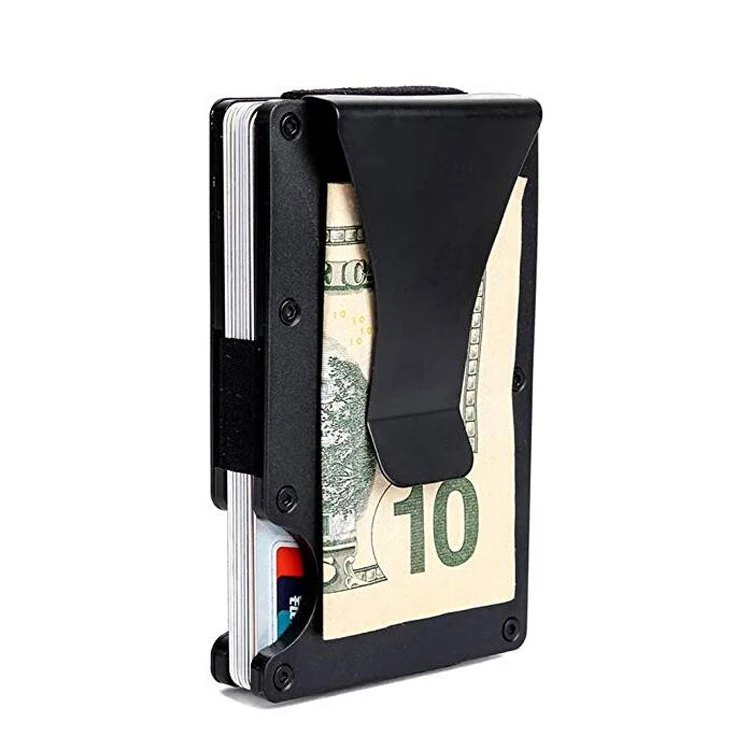 

Dropshipping Custom Slim Card Holder Aluminium Metal Men RFID Blocking Wallet