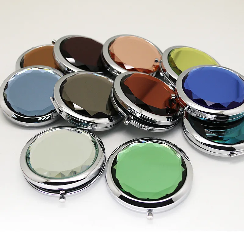 

Custom compact mirror round Crystal Folding Makeup Pocket Mirror