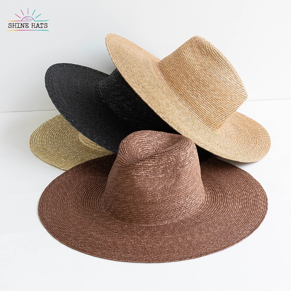 

Shinehats 2023 fine wheat panama stiff wide brim fedora straw hats women ladies summer beach sun colorful sombrero custom