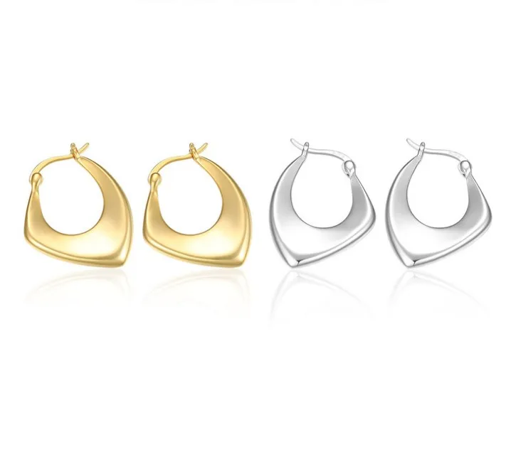 

2020 New Design Women 925 Sterling Silver Simple Geometry Personalized Gold Plated Earrings, Gold, silver