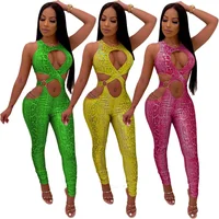 

Wholesale export sexy ladies nightclub clothes snake printed sleeveless Jumpsuit