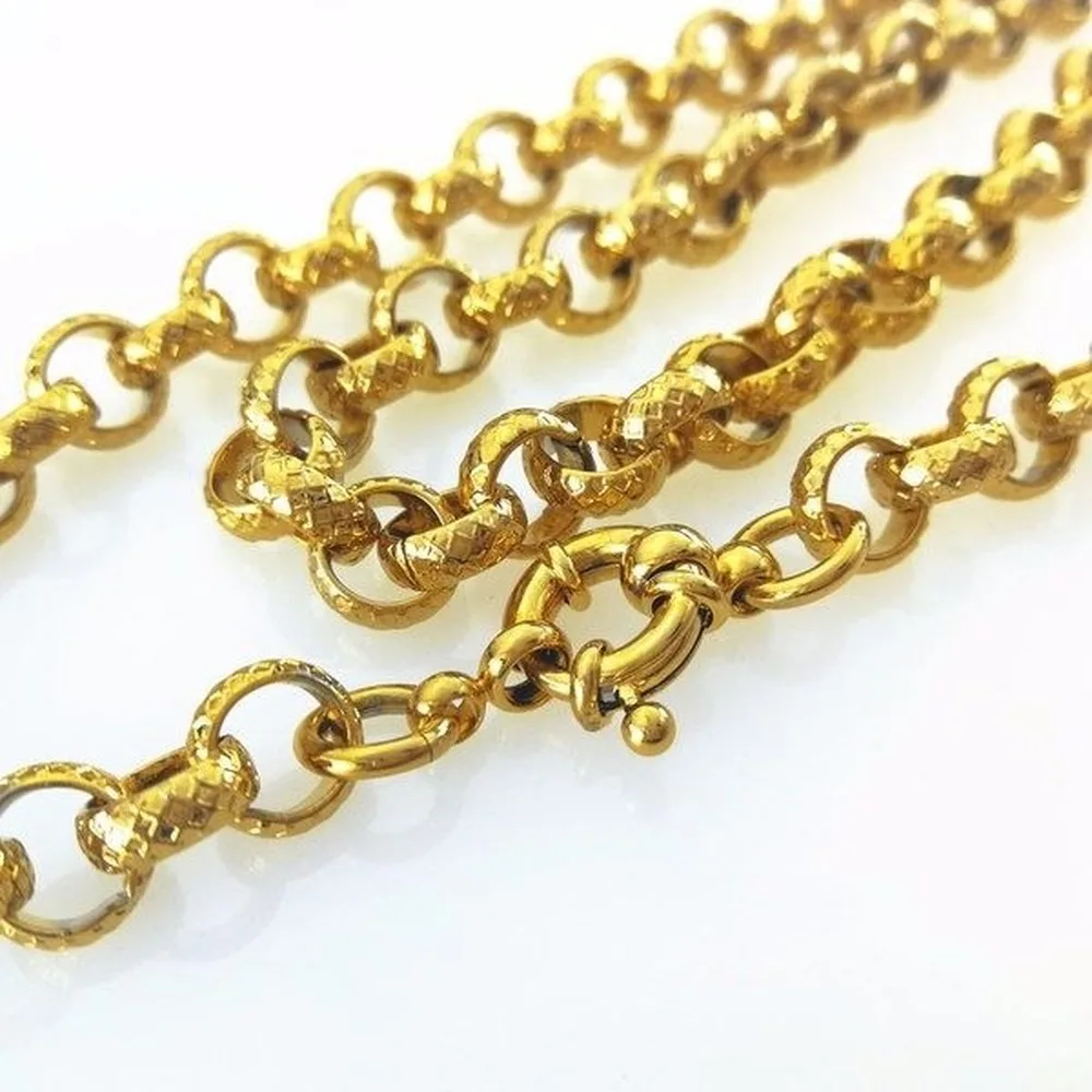 

Ahappy 18k gold Vacuum plating Pattern chain mens womens solid necklace jewllery 8mm band width N220