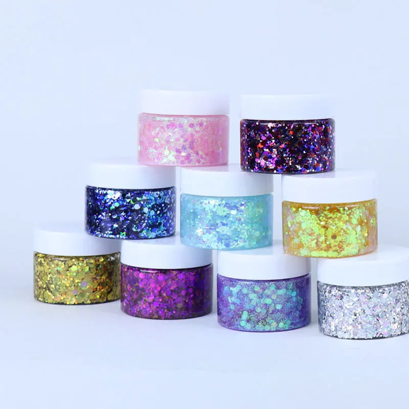 

Cosmetic Chunky Glitter Flakes Gel water based holographic Peel off Chunky Glitter, 22 colors available
