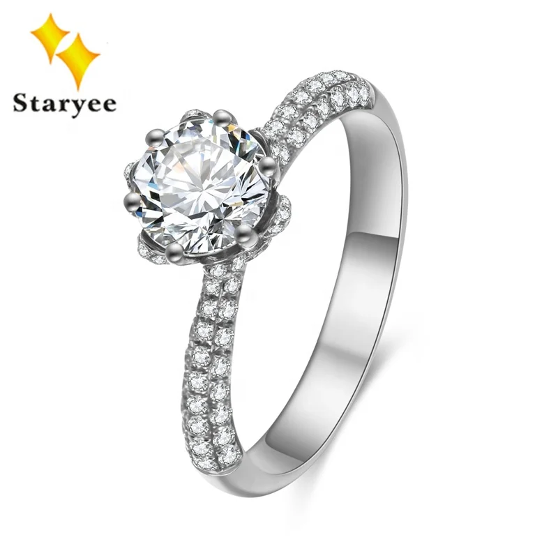 

Trendy Pure 18K White Gold Moissanite Ring Charles Colvard Forever One Moissanite Jewelry 1Carat Colorless Excellent Cut