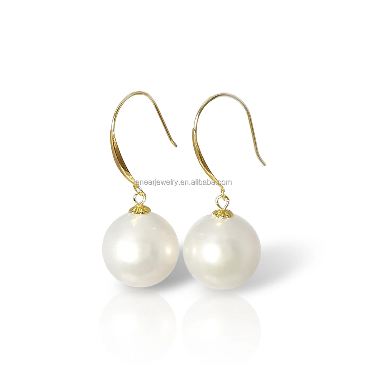 

Genuine 18K solid gold earring freshwater pearl earring real AU750 gold and round natural pearl earring jewelry