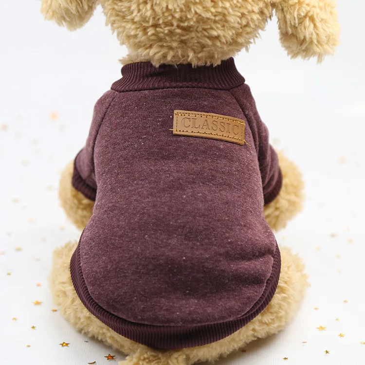 

Wholesale Pet Clothing Autumn & Winter Plush Plain Dog Clothes French Bulldog Cat Teddy Clothes Pet Supplies, As picture