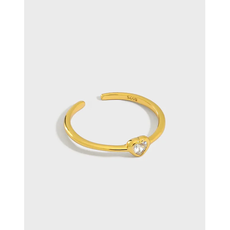 

VIANRLA 925 sterling silver 18k gold plated heart zircon thin ring