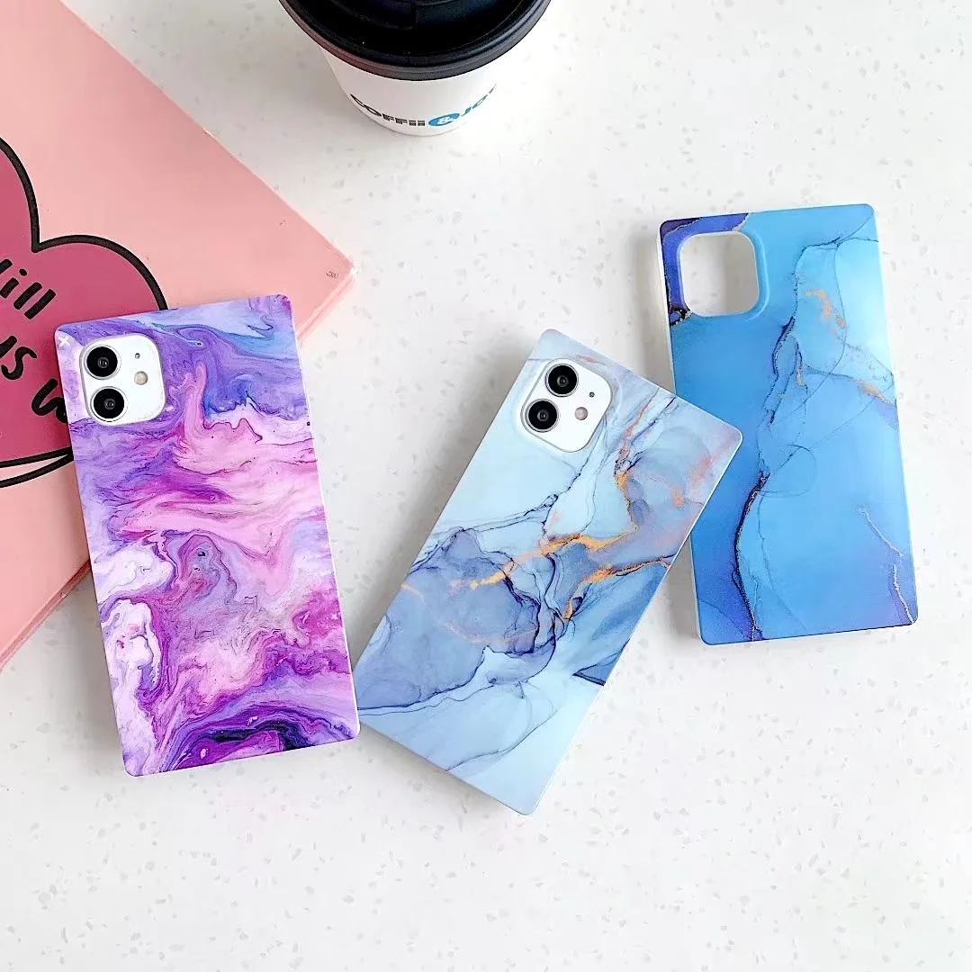 

2021 New Marble Square Phone Case For IPhone 13 12 Pro Max 7 8 Plus XR XS Max