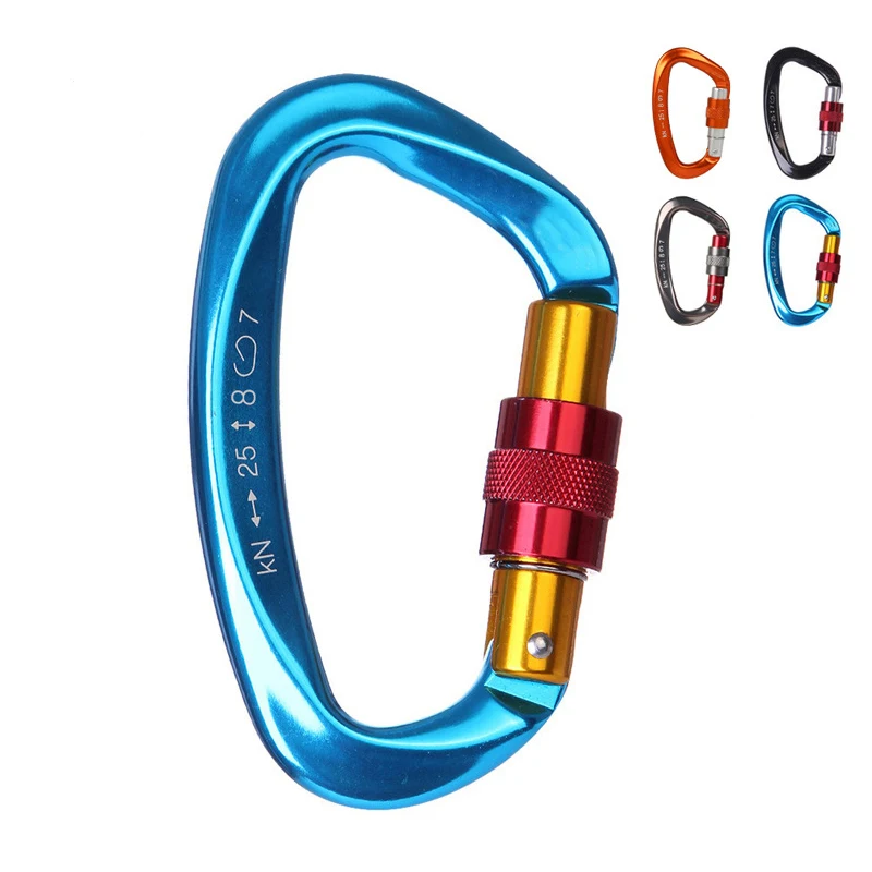 

D Type O-Ring Triangle shape Hook For Aerial Work/Fall Protection Custom Heavy Duty 30KN Auto Locking Steel Climbing Carabiner