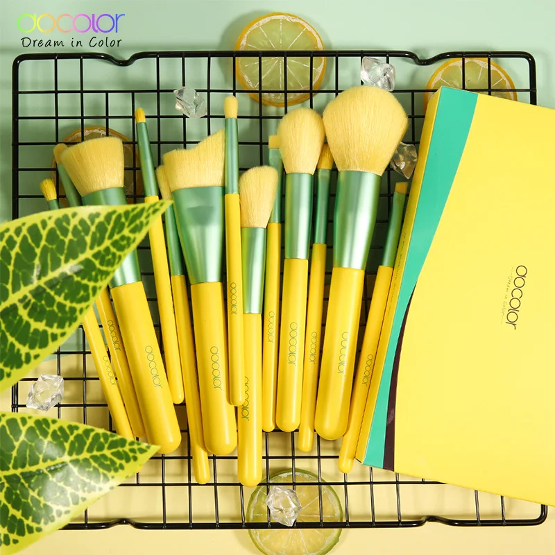 

Docolor 13PCS OEM Neon Makeup Brushes Set 2020 Pinceles De Maquillaje Cosmetic Brush, Yellow