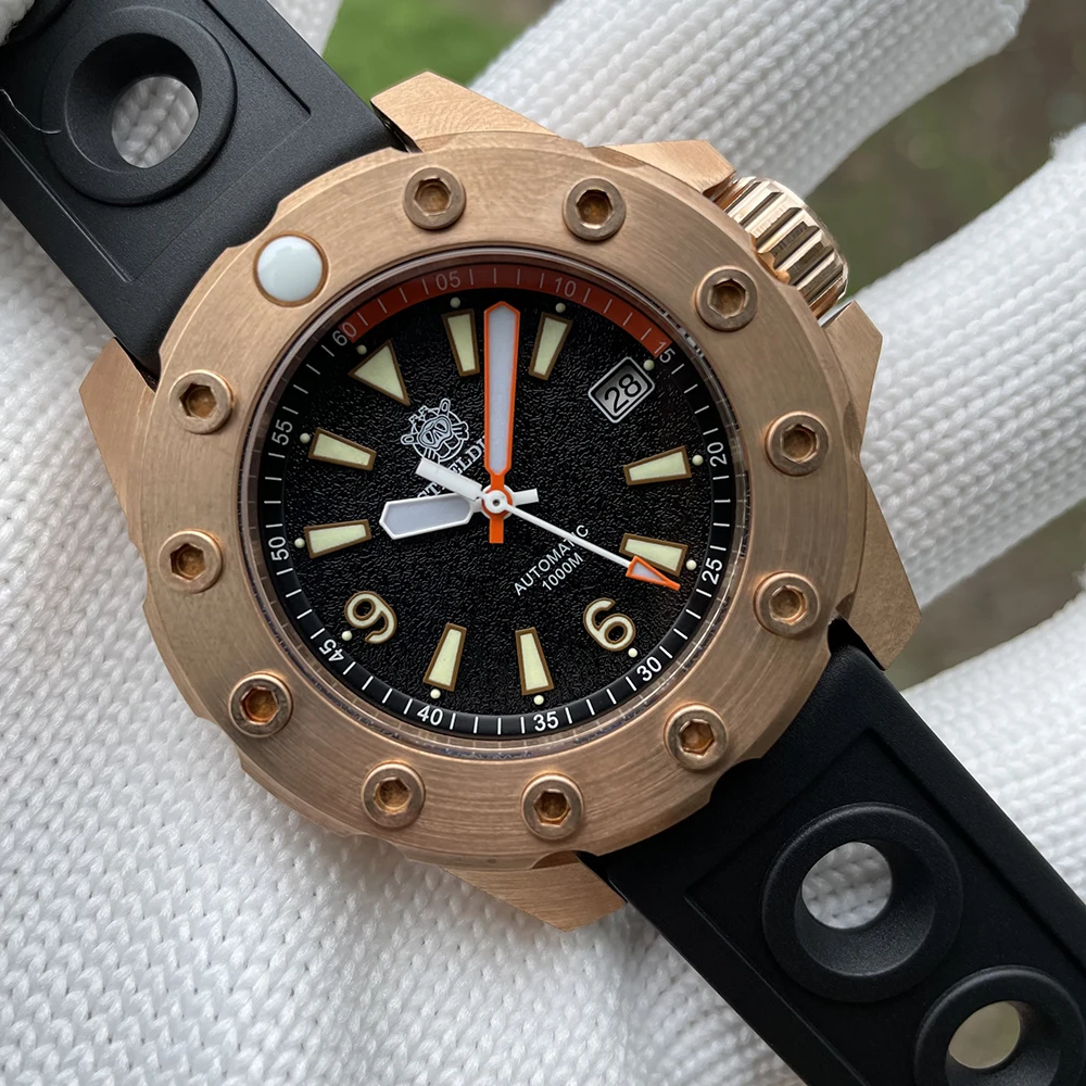 

STEELDIVE SD1948S Japan NH35 Automatic Watches Bronze Bezel with Nuts Bronze Case 1000M Waterproof Deep Sea Diver Watch Mechanic