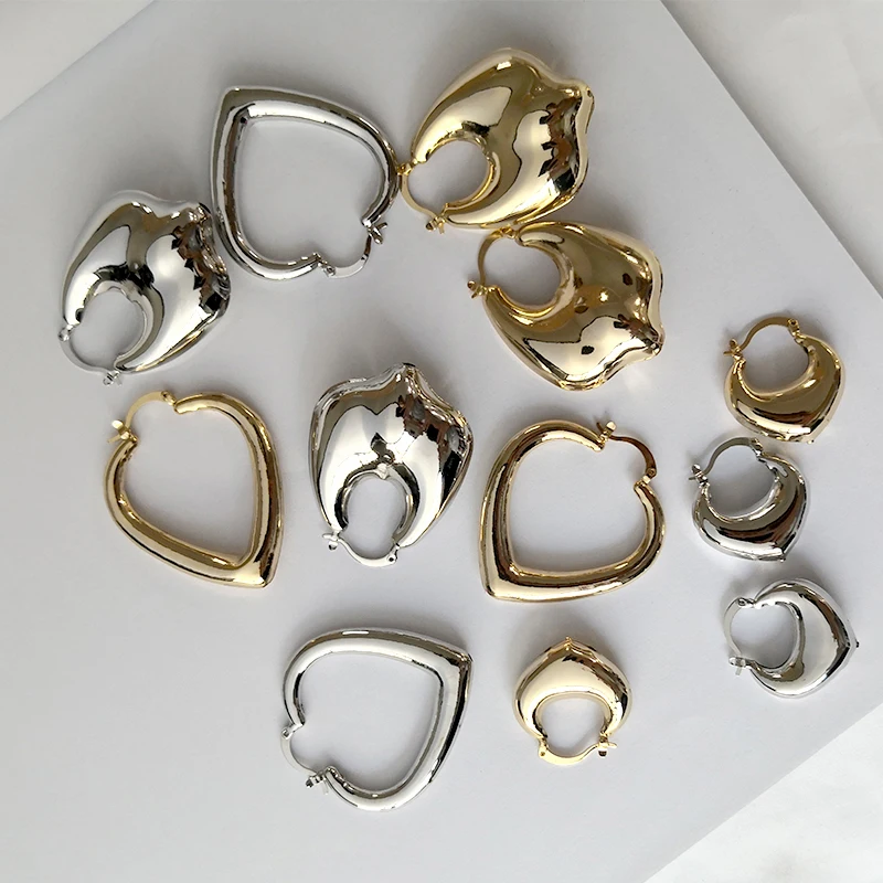 3 Designs Love Heart Geometric Earrings Clubs Hollow Big Irregular Gold Hoop Earrings Minimalist Earrings for Women 2019 Fashion