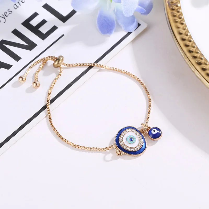 

Factory Handmade Wholesale Gifts Evil Blue Eye Nazar Beads Alloy Golden Bracelets And Bangles, Picture