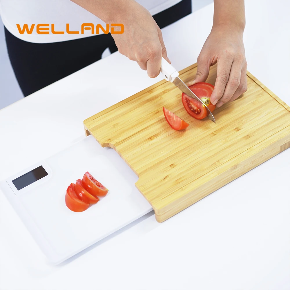 

Welland Bamboo Kitchen Scale with Cutting Board Electronic Digital Weighing Food Kitchen Weight Scale