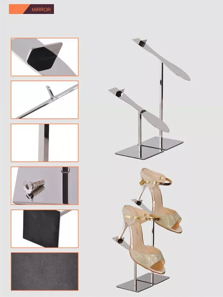 Adjustable Glossy Shoes Store Interior Design Stainless Steel Shoes Display Stand Rack Buy