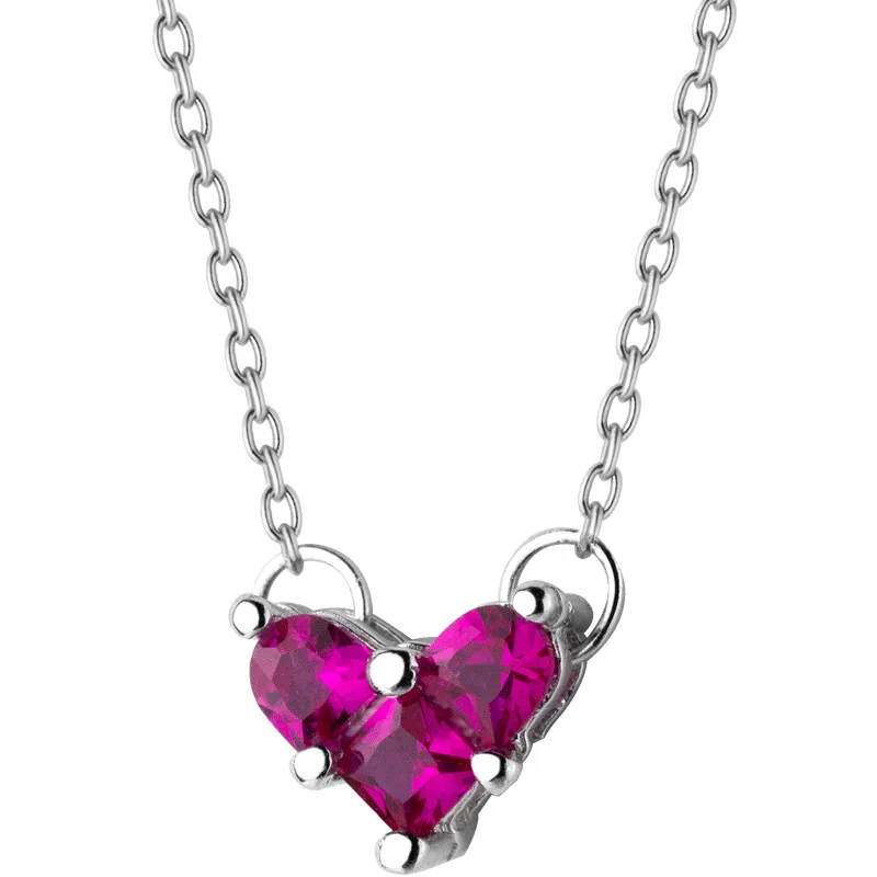 

Real 925 Sterling Silver Crystal Heart Pendant Necklaces
