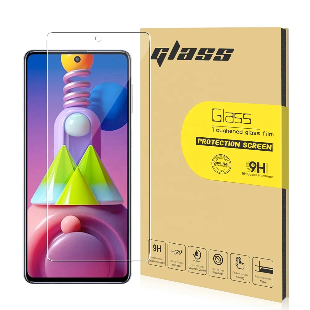 

9H Screen Protector 0.33 Tempered Glass 3D Screen Protective glass for samsung M51 Japan+AB Glue Material