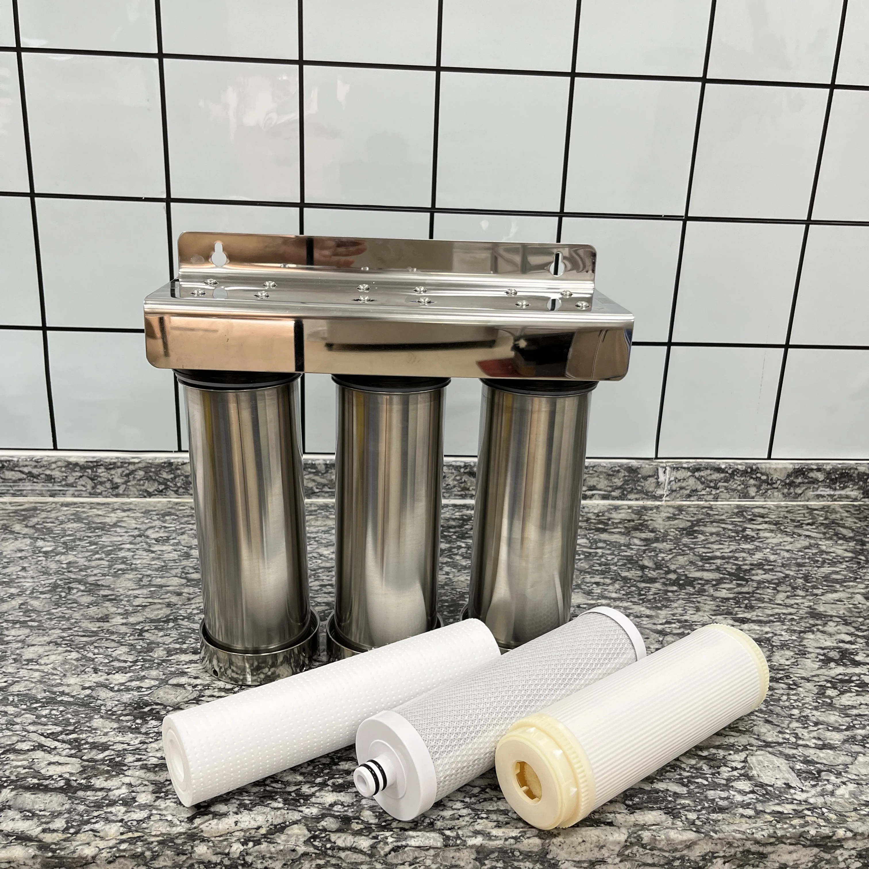 

large flow pre filter stainless steel filter housing under sink 3 stage water filter system uf water purifier for home drinking