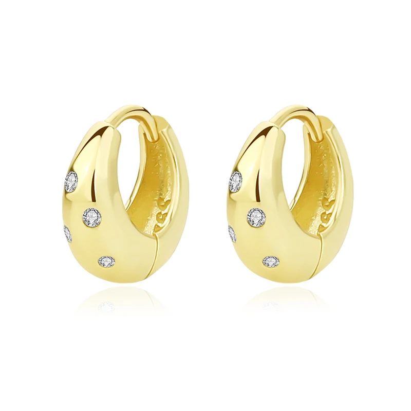 

2023 Fashion New 925 Sterling Silver Jewelry Cubic Zirconia Hoop Earrings Design Gold Plated Earrings For Women