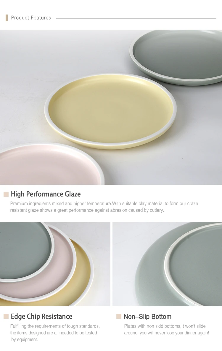 28ceramics Plates Ceramic Tableware Ceramic Dessert Plates, 4 Colors Tableware Restaurant 7/8/9/10 Inch Plates Ceramic Dinner&