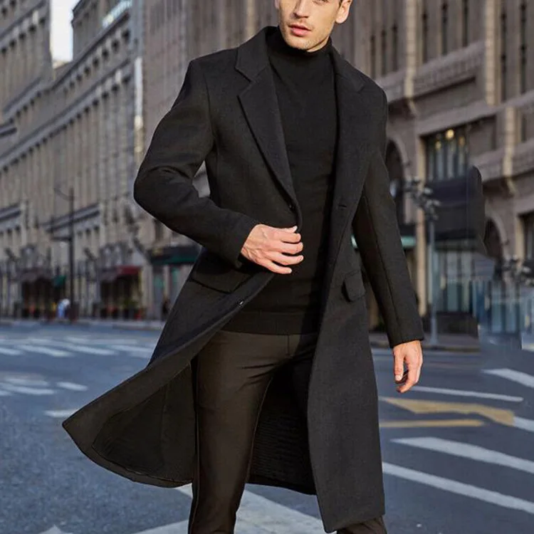 

2022 Mens trench coat long hot sale British style daily commute woolen overcoat single breasted men long coats, Customers' requests